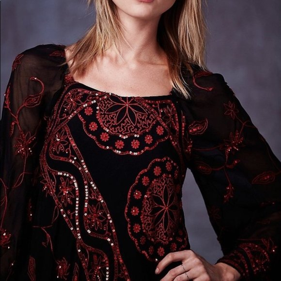 SOLD/RARE Free people my Beloved Georgette Sequin Dress - Picture 3 of 7